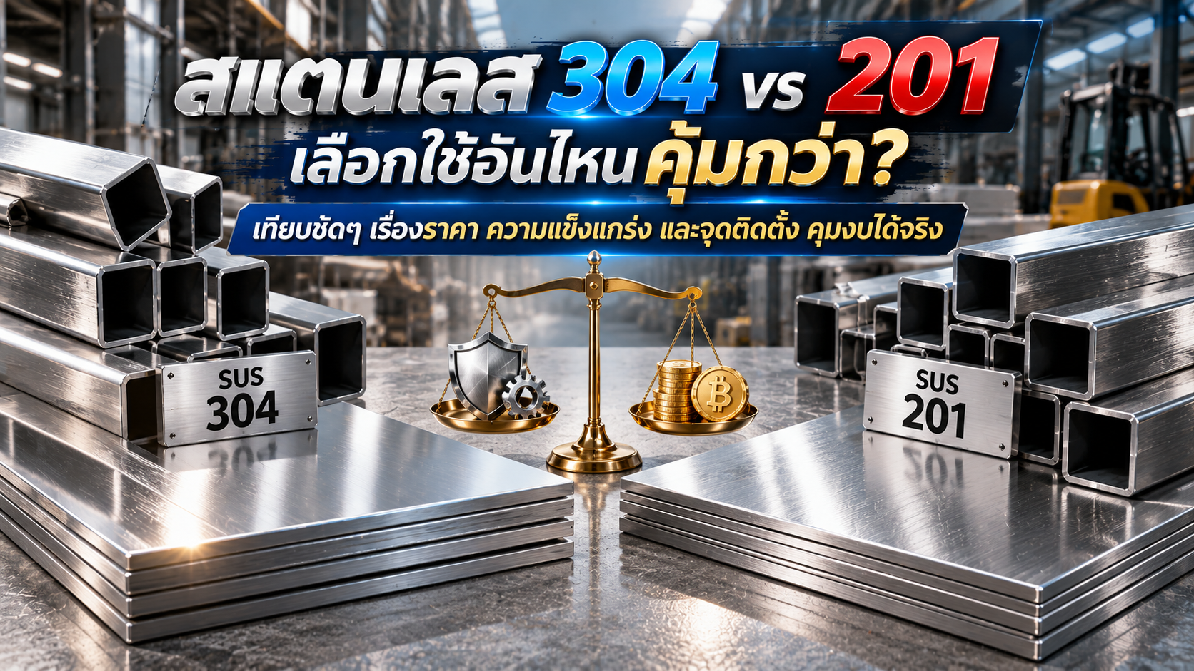 สแตนเลส 304 กับ 201 เลือกใช้อันไหนคุ้มกว่ากัน? เทียบสเปก ราคา และความเหมาะสมหน้างาน