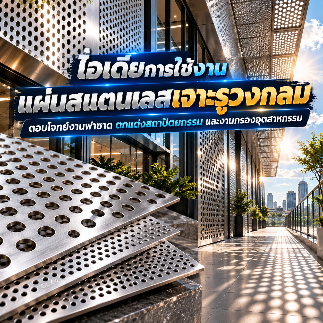ไอเดียการใช้งานแผ่นสแตนเลสเจาะรูวงกลม (Perforated Sheet) ตอบโจทย์ทั้งงานสถาปัตยกรรมและอุตสาหกรรม โดย เทพรักษ์อินเตอร์
